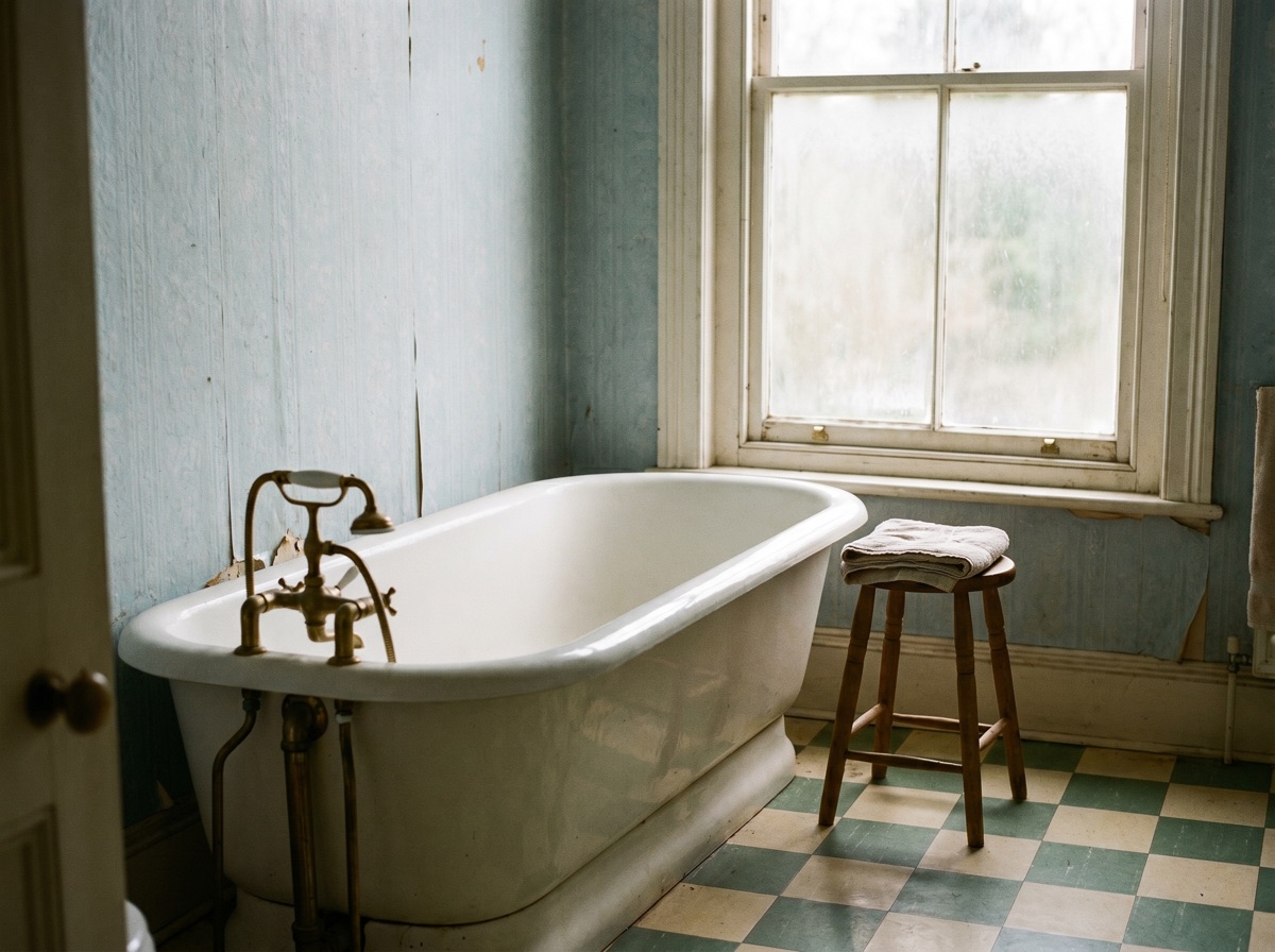 Herkoemmliche Badewanne mit hohem Rand